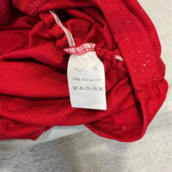 Red Ruched Dress sparkly bodycon - Picture 2 of 3